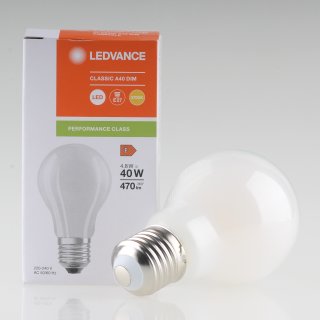 Ledvance E27 LED Filament Leuchtmittel matt 4.8W=(40W) 230V 470 lm 2700K warmweiß dimmbar