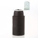 E14 Lampenfassung Thermoplast/Kunststoff schwarz mit Glattmantel und Metall-Winkel