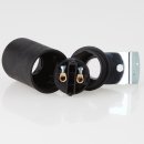 E14 Lampenfassung Thermoplast/Kunststoff schwarz mit Glattmantel und Metall-Winkel
