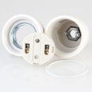 E27 Premium Porzellanfassung glasiert mit Kabel Zugentlastung Metall Antik Fume 250V/4A