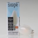 Sigor E14 LED Filament Kerzenlampe matt 4,5W = (40W)...